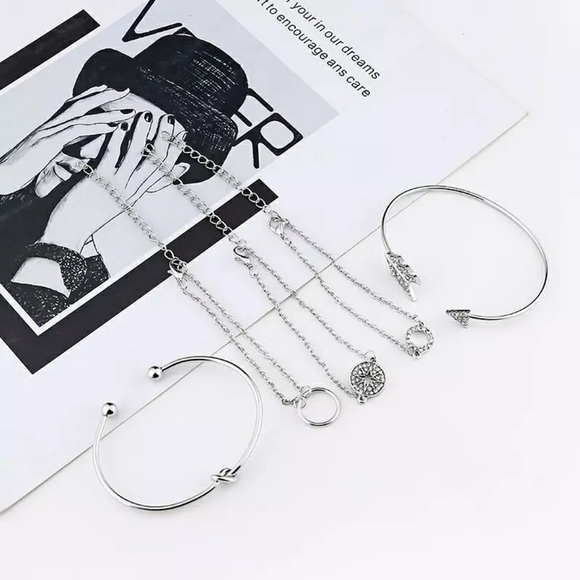 NEW | Arrow Compass 5 PC Silver Pave Bracelet Set - Picture 4 of 10